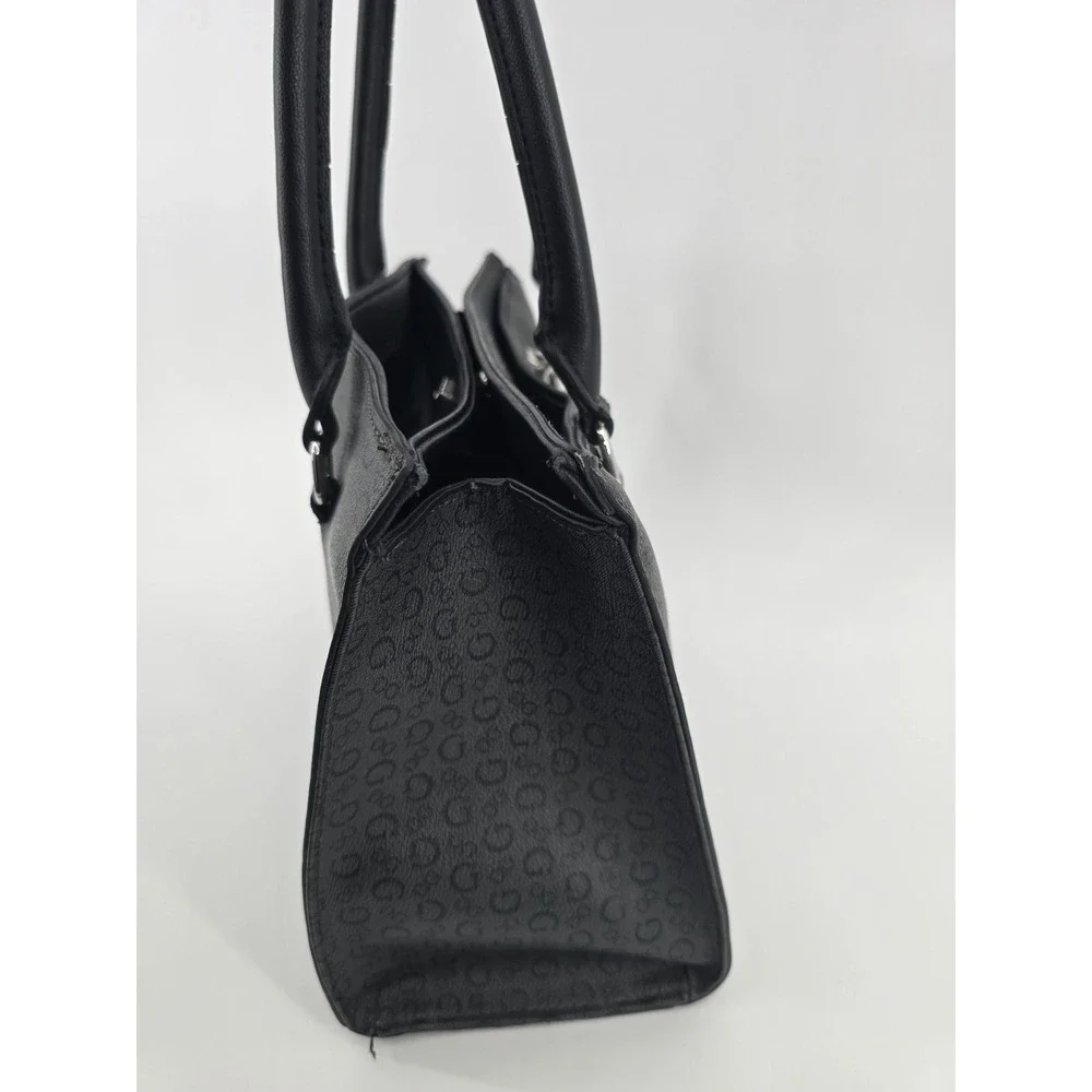 GUESS Pampa Tote Bag - Black Monogram Satchel Shoulder Bag